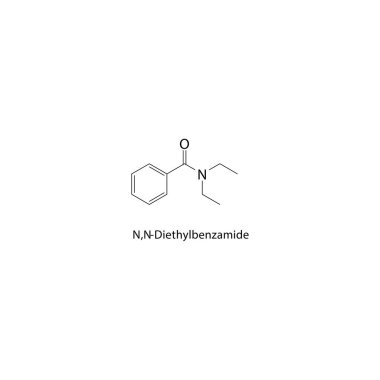 N, N-Diethylbenzamide molekülünün iskelet formülünü gösteren vektör çizimi.