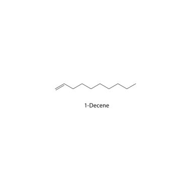 1-Decene skeletal structure. Alkene compound schematic illustration. Simple diagram, chemical formula.