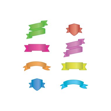 Renkli Kurdele Banner Simgeleri Koleksiyonu Çeşitli Şekiller ve Etiketler, Rozetler ve Satış Etiketleri Düz Tasarım Vektörü, Web, Pazarlama ve Grafik Şablonları
