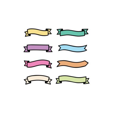 Renkli Kurdele Banner Simgeleri Koleksiyon Çeşitli Şekiller ve Etiketler, Rozetler ve Satış Etiketleri Düz Tasarım Vektörü, Web, Pazarlama ve Grafik Şablonları İçin Satış Şablonlarını Ayarla