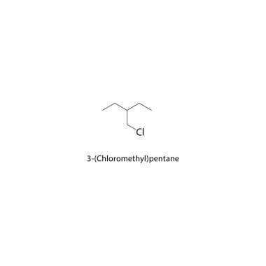 Vector illustration of the chemical structure for 3 Chloromethyl pentane.