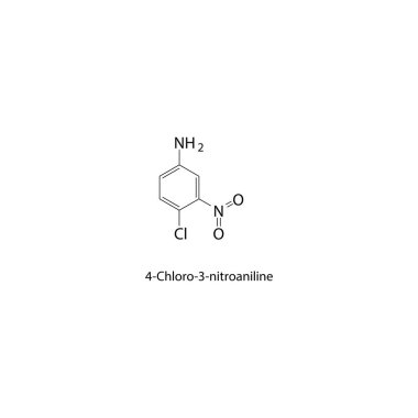 4-Chloro-3-nitroanilin iskelet yapısı. Nitroanilin türevi bileşik şematik çizim. Basit diyagram, kimyasal formül..