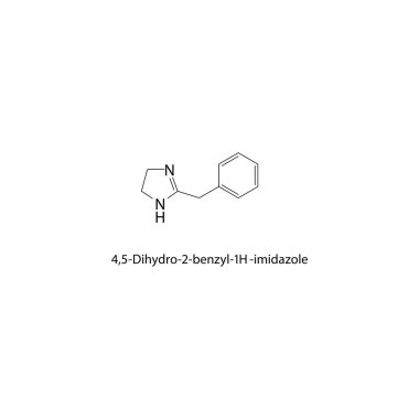 4,5-Dihydro-2-benzil-1H-imidazol iskelet yapısı. Imidazole bileşik şematik çizimi. Basit diyagram, kimyasal formül..