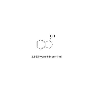 2,3-Dihydro-1H-inden-1-ol skeletal structure. Indenol compound schematic illustration. Simple diagram, chemical formula.