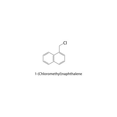 1 - (Klorometil) naftalin iskelet yapısı. Aromatik haloalkan bileşik şematik çizim. Basit diyagram, kimyasal formül..