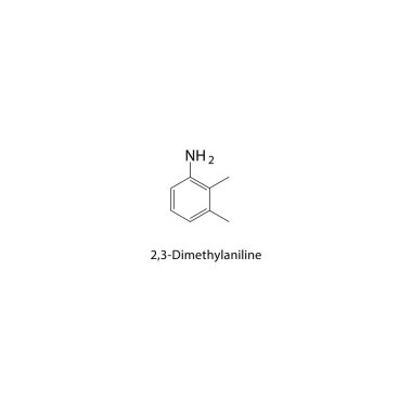 2,3-Dimethylaniline iskelet yapısı. Aniline Türevi bileşik şematik çizim. Basit diyagram, kimyasal formül..