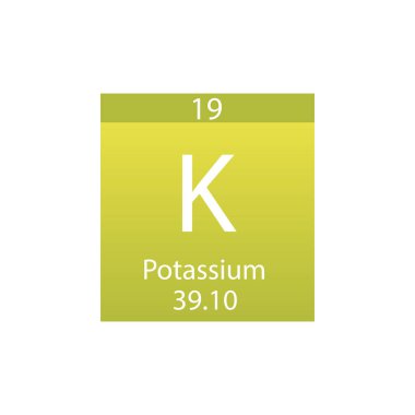 K Potasyum Alkali metal Kimyasal Element Periyodik Tablosu. Basit düz kare vektör çizimi, molar kütleli basit temiz biçim simgesi ve Lab, bilim veya kimya sınıfı için atom numarası.
