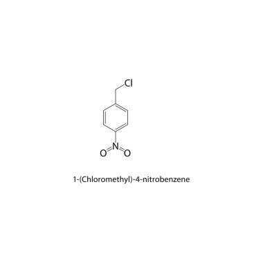 1- (Klorometil) -4-nitrobenzen iskelet yapısı. Nitroaromatik haloalkan bileşik şematik çizim. Basit diyagram, kimyasal formül..