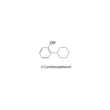 2-Cyclohexylphenol iskelet yapısı. Fenol bileşik şematik çizim. Basit diyagram, kimyasal formül..
