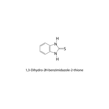 ,3-Dihydro-2H-benzimidazol-2-thione iskelet yapısı. Benzimidazol bileşik şematik çizim. Basit diyagram, kimyasal formül..