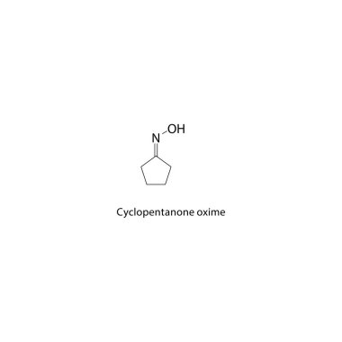 Cyclopentanone oxime iskelet yapısı. Oxime bileşik şematik çizim. Basit diyagram, kimyasal formül..