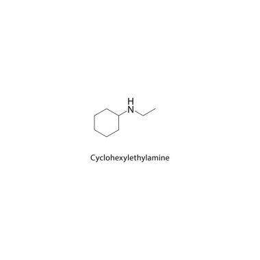 Cyclohexyletilamine iskelet yapısı. Amin bileşik şematik çizim. Basit diyagram, kimyasal formül..