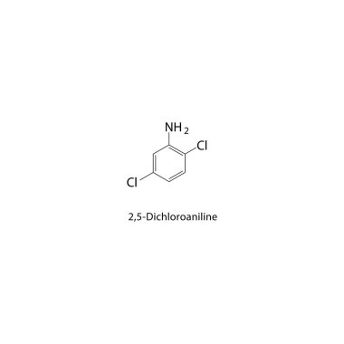 2,5-Dichloroaniline iskelet yapısı. Halojen anilin bileşik şematik çizim. Basit diyagram, kimyasal formül..
