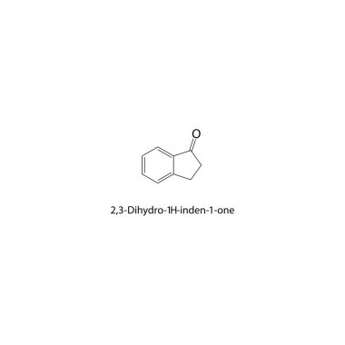 2,3-Dihydro-1H-inden-1 iskelet yapısı. Indanone bileşiği şematik illüstrasyon. Basit diyagram, kimyasal formül..