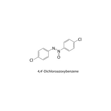 4,4-Dichloroazoxybenzene iskelet yapısı. Azoxy bileşik şematik çizimi. Basit diyagram, kimyasal formül..