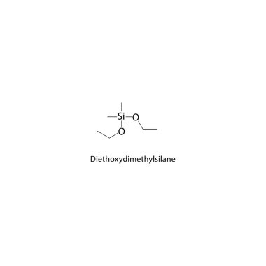 Diethoxydimethylsilane iskelet yapısı. Alkollü bileşik şematik illüstrasyon. Basit diyagram, kimyasal formül..