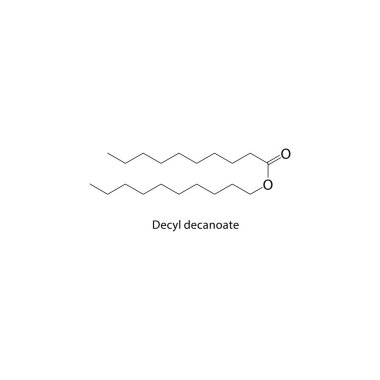 Decyl decanoate skeletal structure. Ester compound schematic illustration. Simple diagram, chemical formula.
