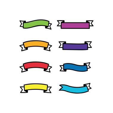 Renkli Kurdele Banner Simgeleri Koleksiyonu Çeşitli Şekiller ve Etiketler, Rozetler ve Satış Etiketleri Düz Tasarım Vektörü, Web, Pazarlama ve Grafik Şablonları
