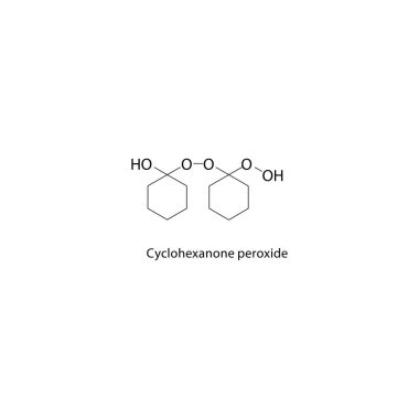 Cyclohexanone peroksit iskelet yapısı. Peroksit bileşiği şematik çizimi. Basit diyagram, kimyasal formül..