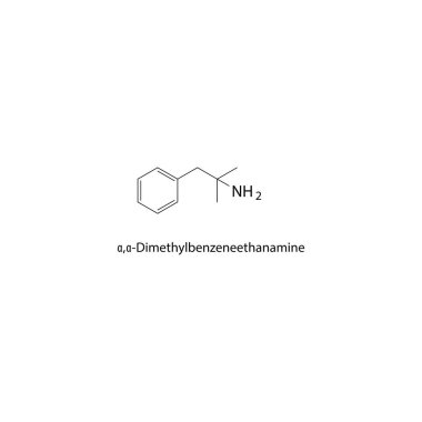 DimethylBenzeneethanamine iskelet yapısı. Basit diyagram, kimyasal formül..