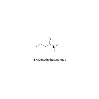N, N-Dimethylbutanamide iskelet yapısı. Butanamide bileşik şematik illüstrasyon. Basit diyagram, kimyasal formül..