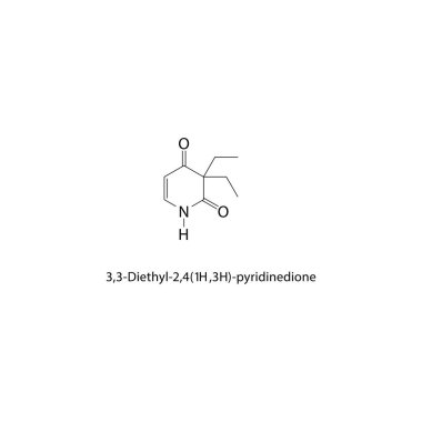 3,3-Dietil-2,4 (1H, 3H) -pyridinedione iskelet yapısı. Pyridinedione bileşik şematik illüstrasyon. Basit diyagram, kimyasal formül..