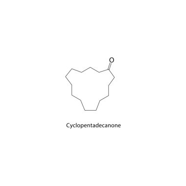 Cyclopentacanone iskelet yapısı. Keton bileşikli şematik çizim. Basit diyagram, kimyasal formül..