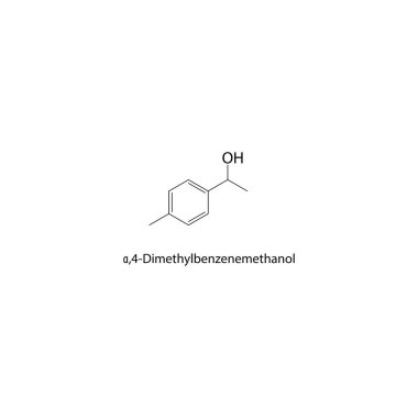 4-Dimethylbenzenemethanol iskelet yapısı. Benzyl Alkol bileşik şematik illüstrasyon. Basit diyagram, kimyasal formül..