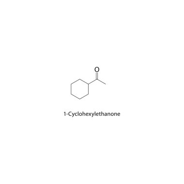 1-Cyclohexylethan iskelet yapısı. Keton bileşikli şematik çizim. Basit diyagram, kimyasal formül..