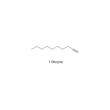 1-Decyne skeletal structure. Alkyne compound schematic illustration. Simple diagram, chemical formula.