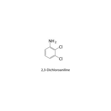 2,3-Dichloroaniline iskelet yapısı. Halojen anilin bileşik şematik çizim. Basit diyagram, kimyasal formül..