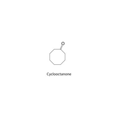 Cyclooctanone iskelet yapısı. Keton bileşikli şematik çizim. Basit diyagram, kimyasal formül..
