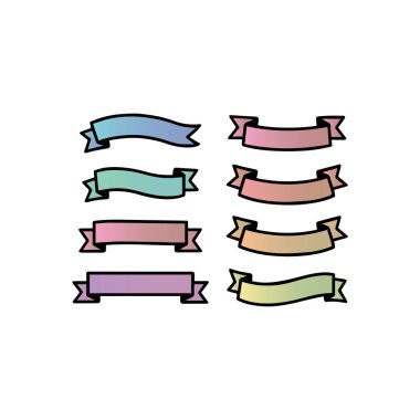 Renkli Kurdele Banner Simgeleri Koleksiyonu Çeşitli Şekiller ve Etiketler, Rozetler ve Satış Etiketleri Düz Tasarım Vektörü, Web, Pazarlama ve Grafik Şablonları