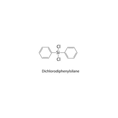 Dichlorodifenilsilane iskelet yapısı. Halojen silan bileşik şematik çizim. Basit diyagram, kimyasal formül..