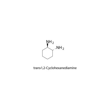 Trans-1,2-Cyclohexanediamine, genellikle trans-DACH iskelet yapısı olarak kısaltılır. Basit diyagram, kimyasal formül..
