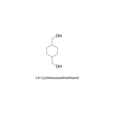 144-Cyclohexanedimethanol iskelet yapısı. Diol bileşik şematik çizim. Basit diyagram, kimyasal formül..