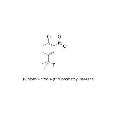 1-Chloro-2-nitro-4- (triflorometil) benzen iskelet yapısı. Halüsinasyon görmüş nitroaren bileşik şematik çizim. Basit diyagram, kimyasal formül..  