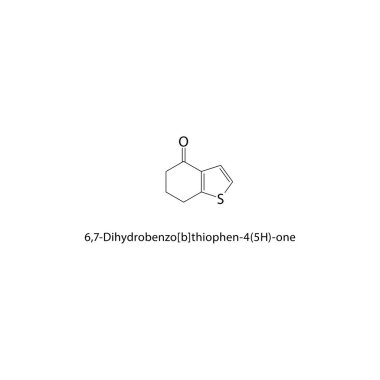 6.7-Dihydrobenzo (b) hiofen4 (5H) - bir iskelet yapısı. Benzothiophene bileşik şematik çizim. Basit diyagram, kimyasal formül..