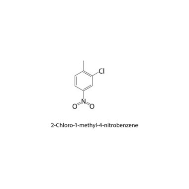 2-kloro-1-metil-4-nitrobenzen iskelet yapısı. Nitroaromatik halojenli bileşik şematik çizim. Basit diyagram, kimyasal formül..
