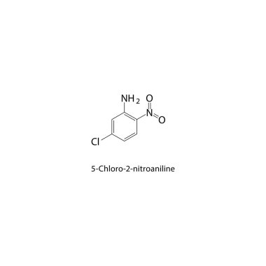 5-kloro-2-nitroanilin iskelet yapısı. Nitroanilin türevi bileşik şematik çizim. Basit diyagram, kimyasal formül..