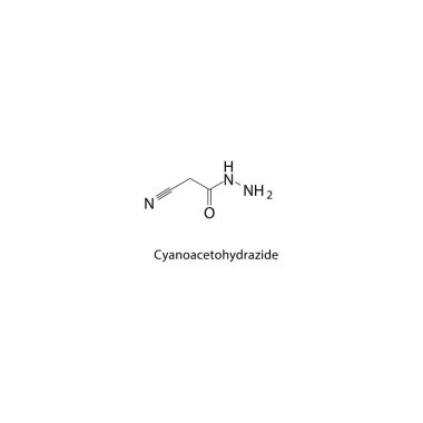 Siyanoasetohidrazit iskelet yapısı. Hydrazide türetilmiş bileşik şematik çizim. Basit diyagram, kimyasal formül..