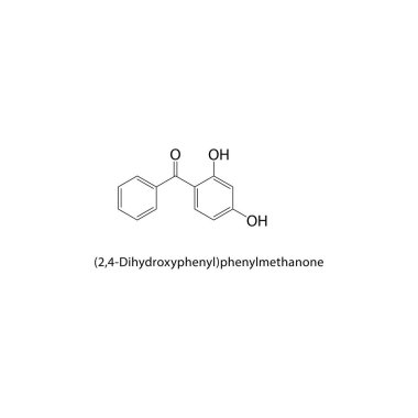 2,4-Dihydroxyphylphenylmethanone vektör illüstrasyon tasarımının kimyasal formülü