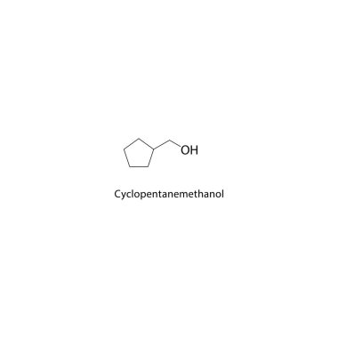 Cyclohexanemethanol iskelet yapısı. Alkol bileşimi şematik illüstrasyon. Basit diyagram, kimyasal formül..