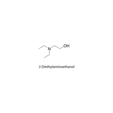 2-Dietilaminoetanol iskelet yapısı. Hidroksi amin bileşik şematik illüstrasyon. Basit diyagram, kimyasal formül..  