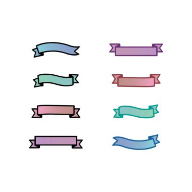 Renkli Kurdele Banner Simgeleri Koleksiyonu Çeşitli Şekiller ve Etiketler, Rozetler ve Satış Etiketleri Düz Tasarım Vektörü, Web, Pazarlama ve Grafik Şablonları