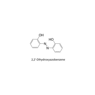 2,2-Dihydroxyazobenzene iskelet yapısı. Azobenzen bileşik şematik çizim. Basit diyagram, kimyasal formül..