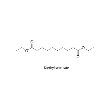Dietil sebacate iskelet yapısı. Ester Bileşik Şematik Çizim. Basit diyagram, kimyasal formül..