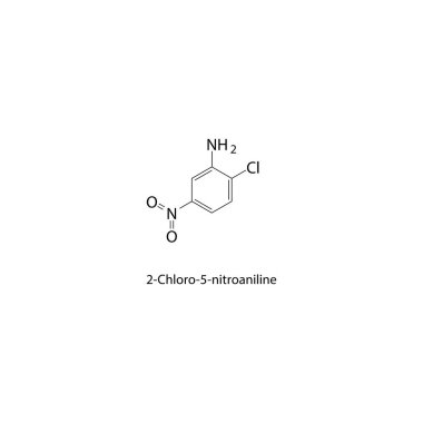 2-kloro-5-nitroanilin iskelet yapısı. Nitroanilin türevi bileşik şematik çizim. Basit diyagram, kimyasal formül..