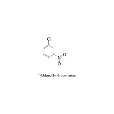 1-Chloro-3-nitrobenzen iskelet yapısı. Halüsinasyon görmüş nitroaren bileşik şematik çizim. Basit diyagram, kimyasal formül..