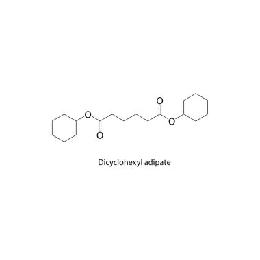 Dicyclohexyl adipate iskelet yapısı. Ester plastikleştirici bileşik şematik çizim. Basit diyagram, kimyasal formül..
